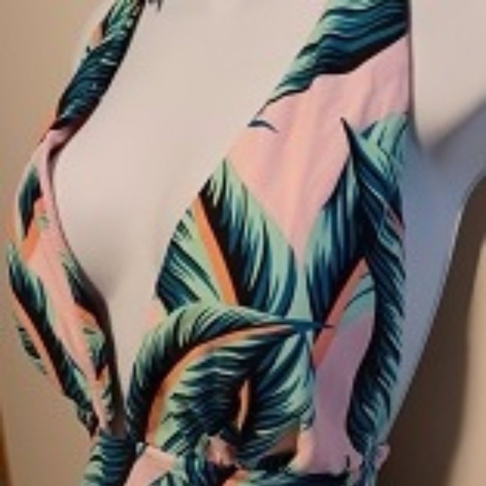 Peach and Palm Halter Swimsuit XL